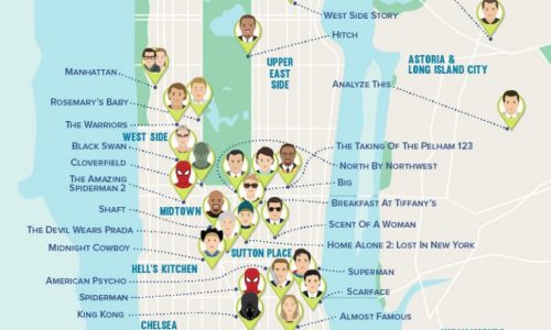 A map of movie locations that were filmed in New York.