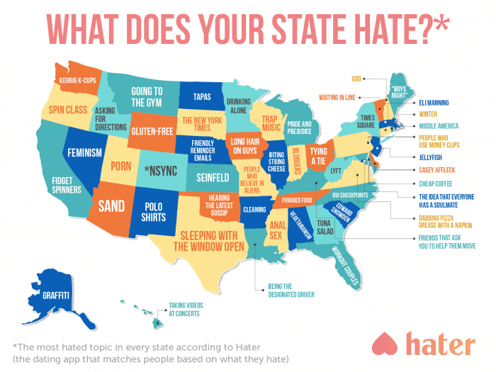 What americans hate in every state