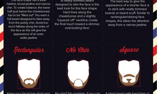 infographic describes the best beard depending on the shape of your face