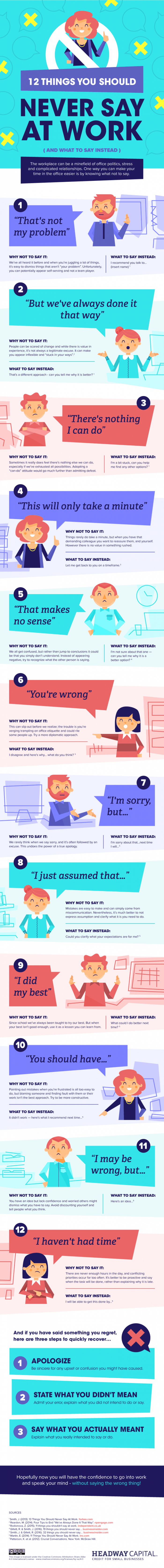 12 things not to say at work