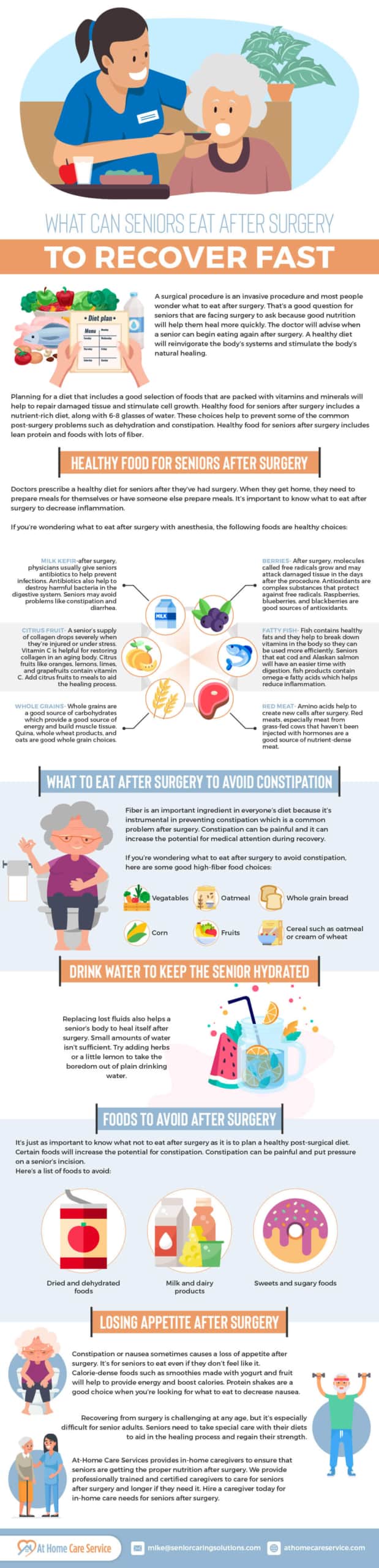 Healthy food for seniors after surgery