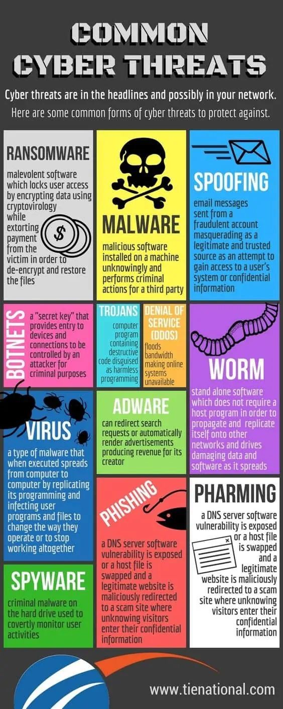common cyber threats in online world